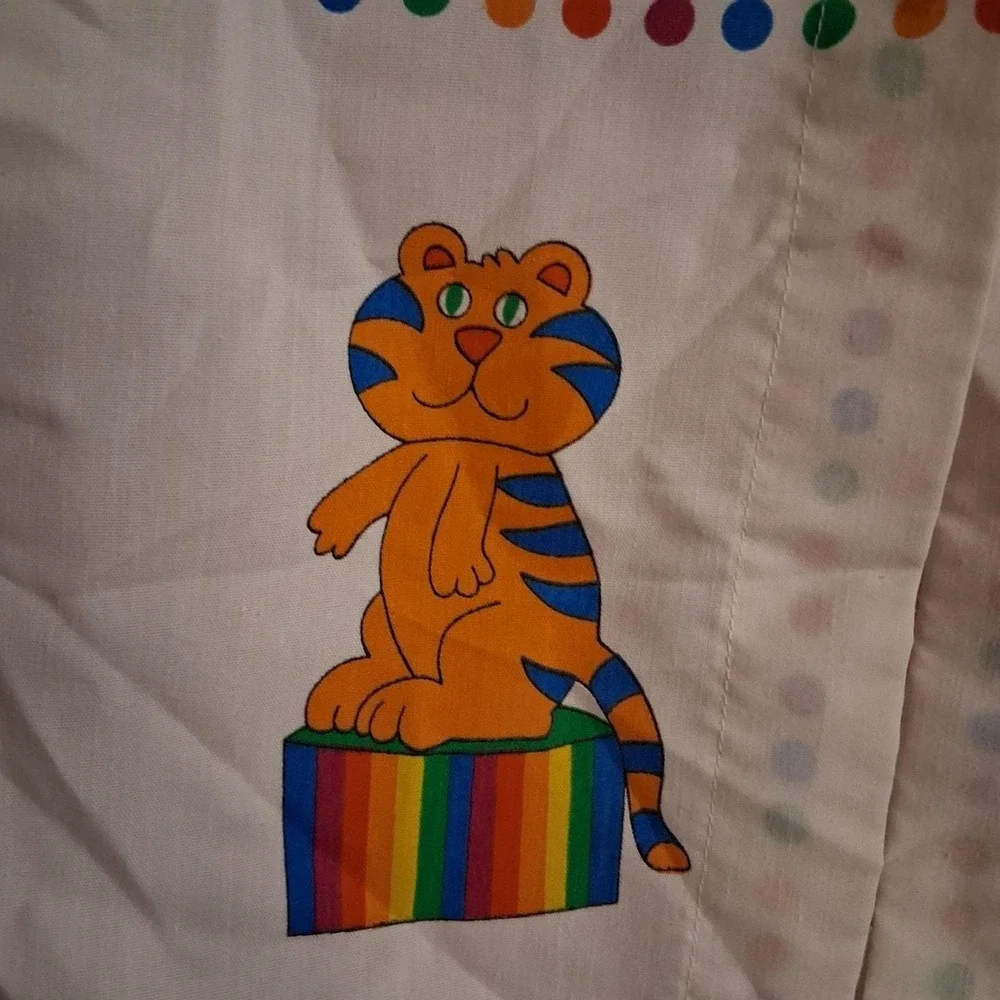 Vintage 80s Rainbow Circus Clown Diaper‎ Stacker AOP EUC